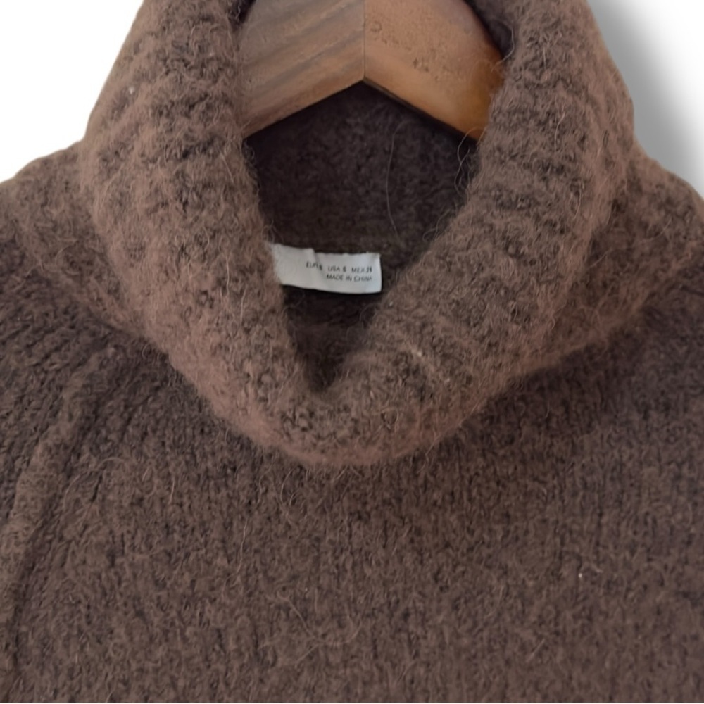 ZARA | EUC Wool Blend Soft Brown Cropped Turtleneck Sweater (size S) - Picture 7 of 12